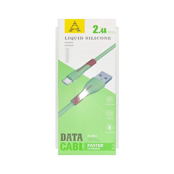 کابل شارژ Data Cabl مدل A-003 فست شارژ 2.4 آمپر | کابل با کیفیت و مقاوم